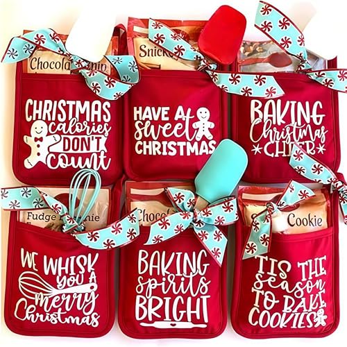 Christmas Pot Holder & Oven Mitt Set Gift for Teacher, Neighbor, Family - 3PCS Christmas Calories Don't Count Variation