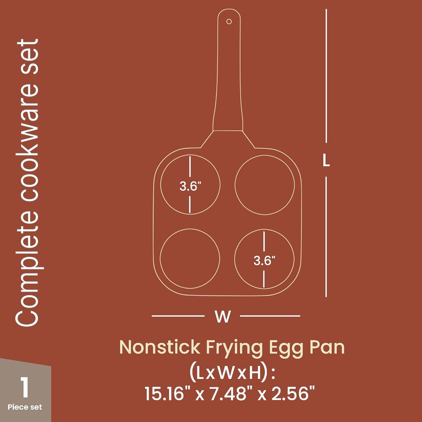 Skiennix 4-Cup Nonstick Frying Egg Pan - White Marble Design, PFOS & PFOA Free, Heat-Resistant Handle