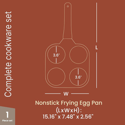 Skiennix 4-Cup Nonstick Frying Egg Pan - White Marble Design, PFOS & PFOA Free, Heat-Resistant Handle