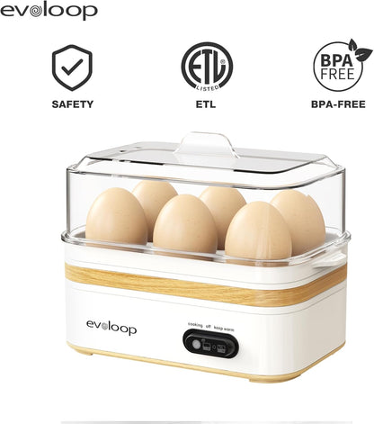 Rapid Egg Cooker - Electric 6-Egg Capacity | Soft, Medium, Hard Boiled & Omelet Maker, BPA-Free - White