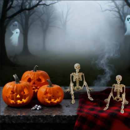 Skiennix Mini Skeletons - 20 Pcs Posable Halloween Figurines | 6" Plastic Decorations for Parties