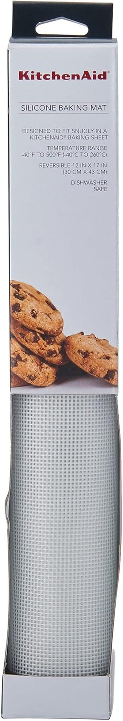 KitchenAid Silicone Baking Mat - Large 12x17-Inch Gray Design for Easy Baking