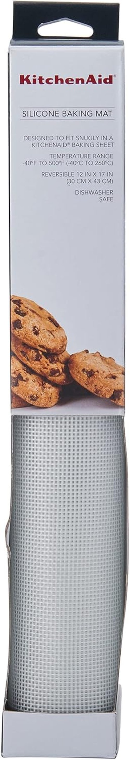 KitchenAid Silicone Baking Mat - Large 12x17-Inch, Durable & Non-Stick Gray Surface