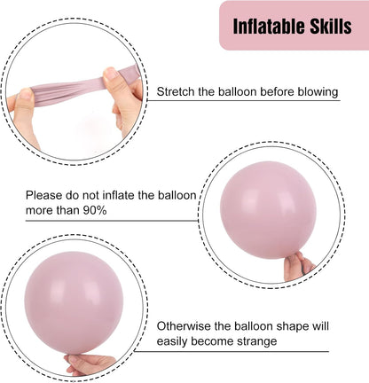 RUBFAC Dusty Pink Balloons - 129-Piece Latex Garland Kit for Baby Showers & Weddings | 5-12 Inch Sizes