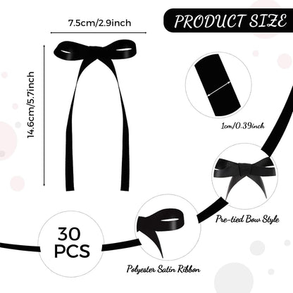 Skiennix 30 Pack Bow Cake Toppers - Elegant Black Ribbon Bows for Graduation & Wedding Decor