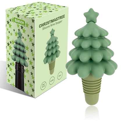 Christmas Tree Wine Stopper Set – Silicone Gag Gifts, Stocking Stuffers
