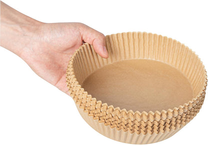 Restaurantware Air Fryer Liners - No-Stick Silicone Coating, 100 Round, 6.3 x 6.3 Inch, Food-Grade Paper