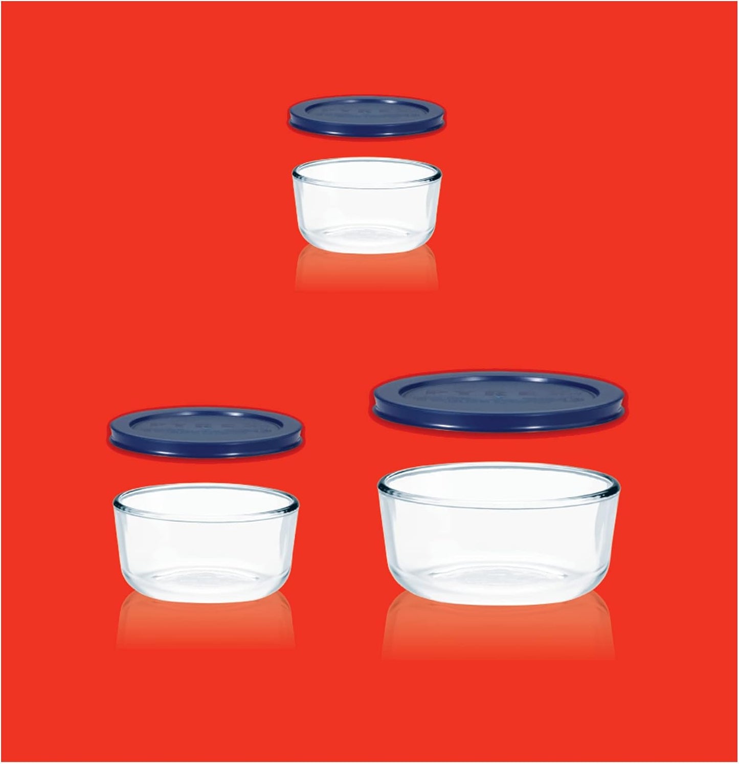 Pyrex Simply Store Glass Food Storage Containers Set - 3-Pack Meal Prep with BPA-Free Lids | Dishwasher & Microwave Safe (2, 4 & 7 Cup)