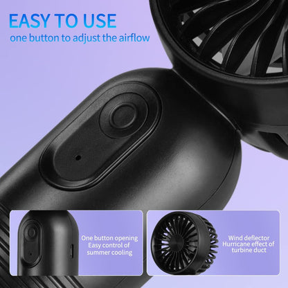 Skiennix Mini Portable Fan - Lightweight Handheld Battery Operated Fan with 3 Speeds | USB Rechargeable, 2 Pack