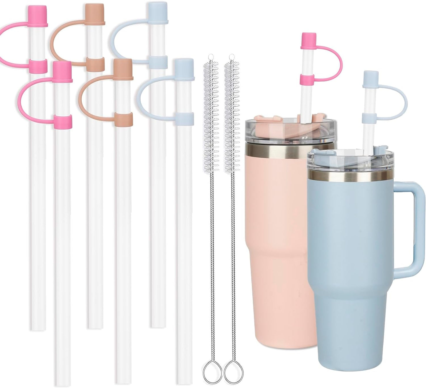 Stanley 6 Reusable Straws with Cover Cap - Perfect Replacement for 40oz Tumbler Accessories