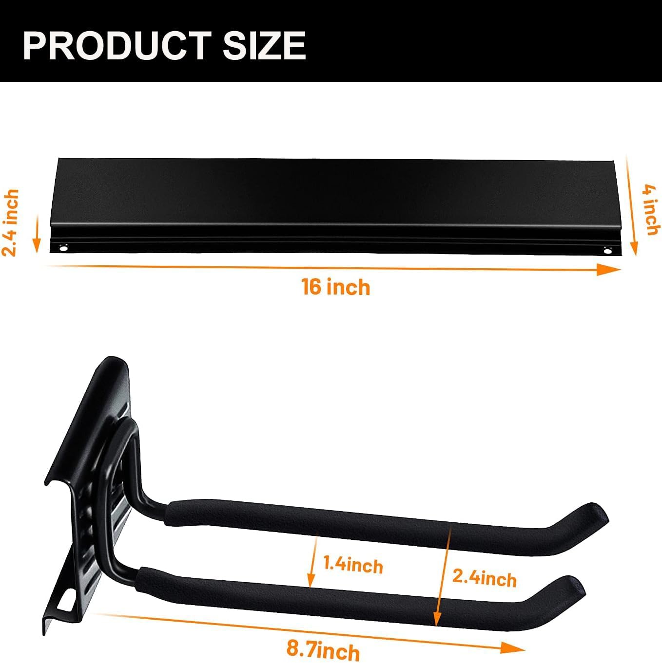 Wallmaster Garage Storage Organizer - Heavy-Duty Wall Mount Tool Rack with 12 Adjustable Hooks | 96-Inch Tracks, 900lb Capacity