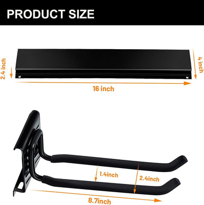 Wallmaster Garage Storage Organizer - Heavy-Duty Wall Mount Tool Rack with 12 Adjustable Hooks | 96-Inch Tracks, 900lb Capacity