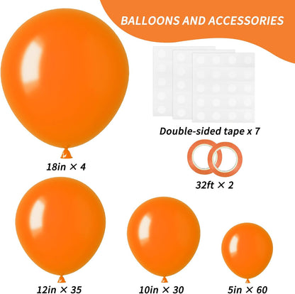 RUBFAC Orange Balloon Arch Kit - 129pcs in Various Sizes for Halloween & Thanksgiving Decor | Burnt Orange