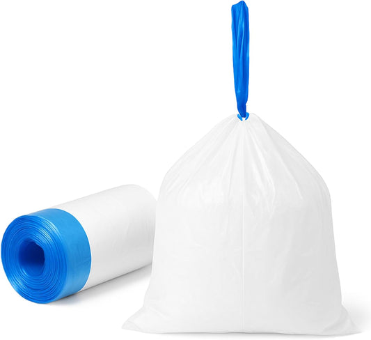 Regine Switzerland 4 Gallon Small Trash Bags - Strong Leak-Proof Drawstring Bin Liners, 100 Pack, White