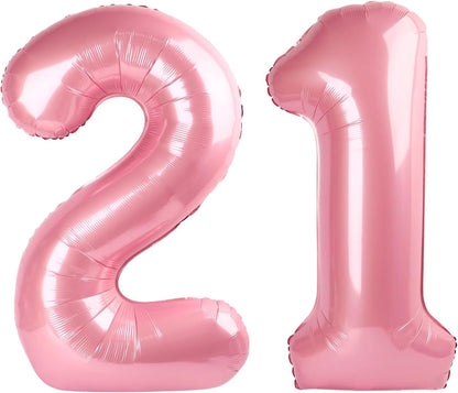 Pearl Pink 21 Number Balloons by [Brand Name] - 40 Inch Birthday Decorations for Men & Women | Perfect for Graduation & Celebration Parties
