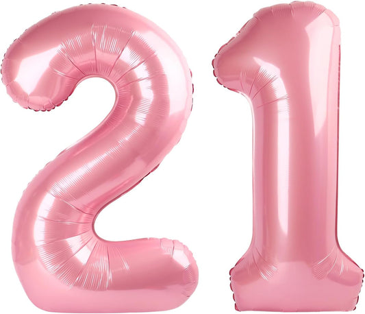 Pearl Pink 21 Number Balloons by [Brand Name] - 40 Inch Birthday Decorations for Men & Women | Perfect for Graduation & Celebration Parties
