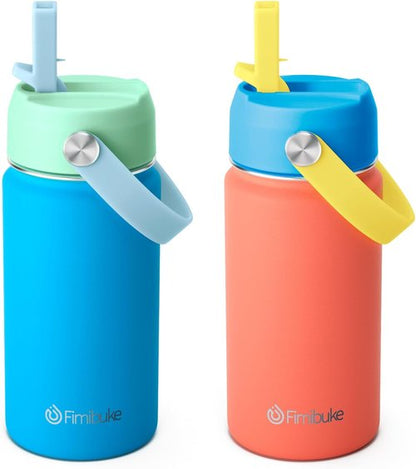 Fimibuke Kids Insulated Water Bottle - 14oz BPA-Free Double Wall Stainless Steel Tumbler | Leak-Proof Design (2 Pack, Ocean Life)