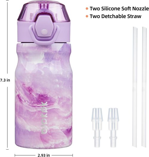 BJPKPK Stainless Steel Insulated Water Bottle - 14oz Reusable Thermal Flask with Straw Lid | Keeps Drinks Hot & Cold, Dawn