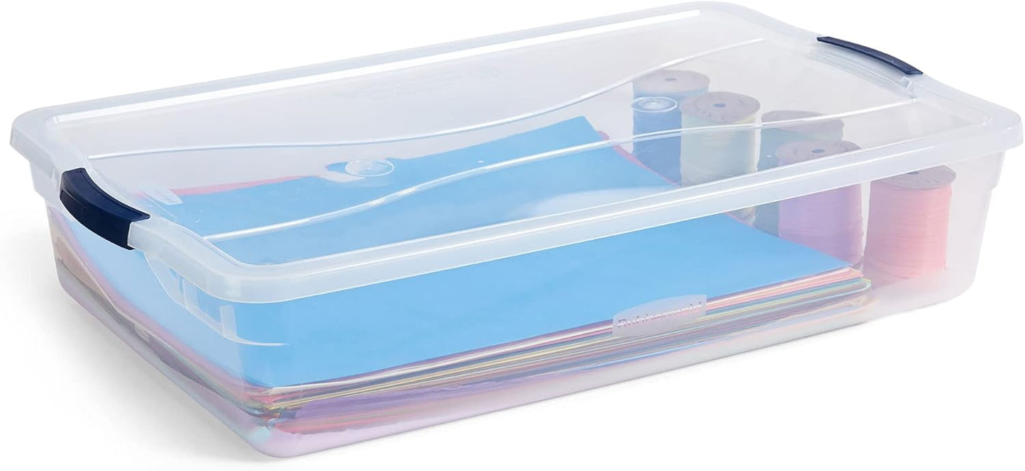 Rubbermaid Cleverstore 42 Quart Clear Stackable Storage Bins with Lids - 4 Pack for Garage & Closet