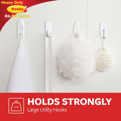 Skiennix Heavy Duty Wall Hooks - 10 Large Damage-Free Adhesive Hooks for Keys, Coats & More