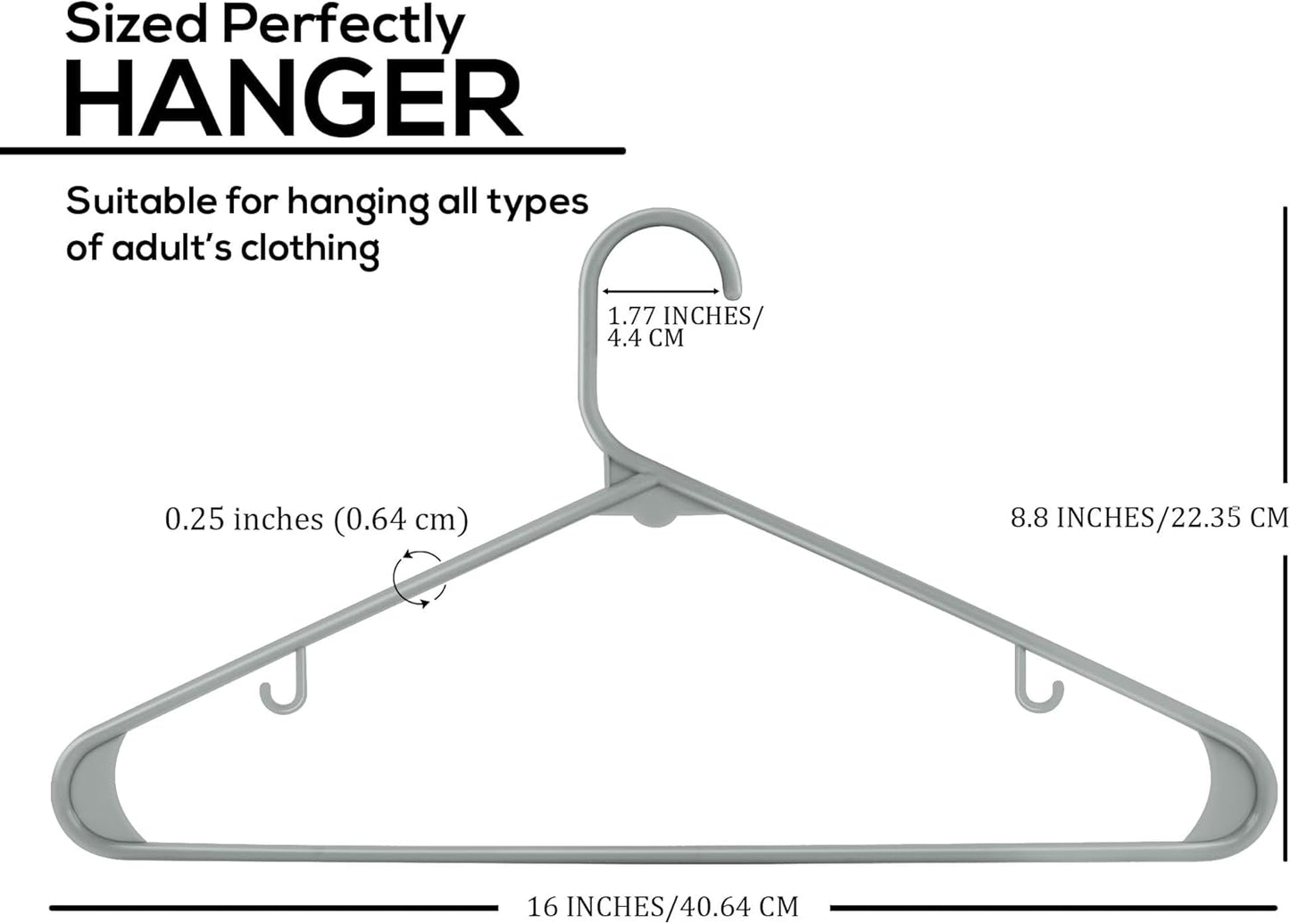 Utopia Home Plastic Hangers 50 Pack - Durable Space-Saving Closet Organizers - Ideal for Shirts, Pants & Coats (Grey)