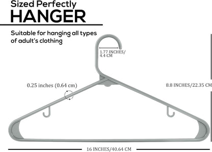 Utopia Home Plastic Hangers 50 Pack - Durable Space-Saving Closet Organizers - Ideal for Shirts, Pants & Coats (Grey)