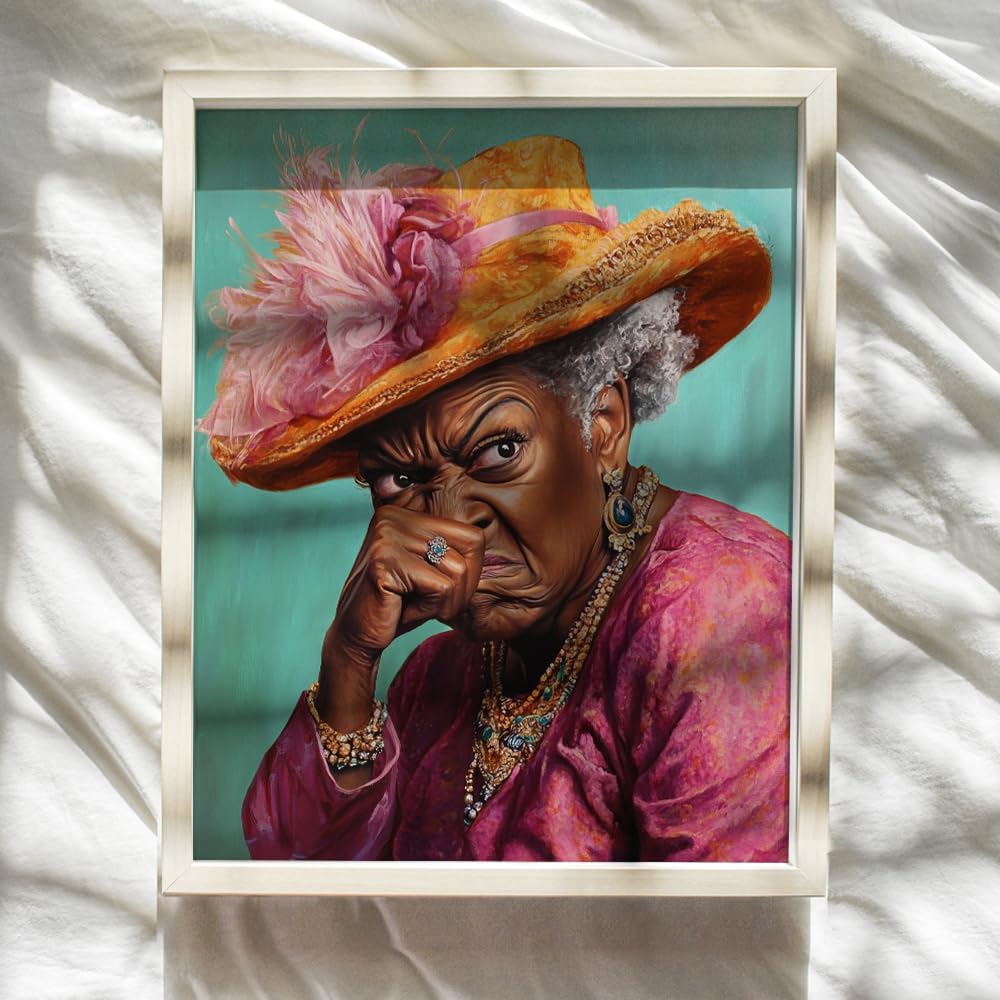 Black Woman Bathroom Art | Humorous African American Decor - Trendy Wall Art for Restrooms