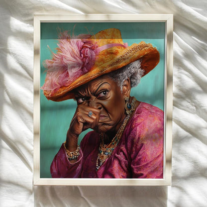 Black Woman Bathroom Art | Humorous African American Decor - Trendy Wall Art for Restrooms