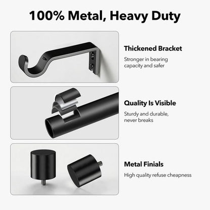 IFELS Heavy Duty Curtain Rods for Windows 66 to 120 Inch, 1 Inch Black Curtain Rods for Outdoor, Farmhouse, Bedroom, Kitchen, Living Room, Adjustable Easy Install Drapery Rod (A2,Black,30"-120")