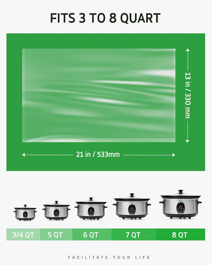 Syntus Slow Cooker Liners - 30 Count Disposable Cooking Bags for 3QT to 8QT Slow Cookers | 13"x21" Size