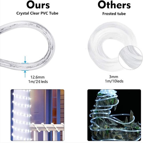 360 LED Rope Lights by [Brand Name] - 50ft Waterproof Flexible Tube Lights with 8 Modes for Outdoor & Indoor Decor