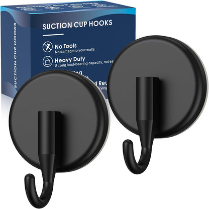 MOTAIPEAK Suction Cup Hooks - Versatile Shower Hooks for Towel & Robe Hanging | Black (2 Pack)