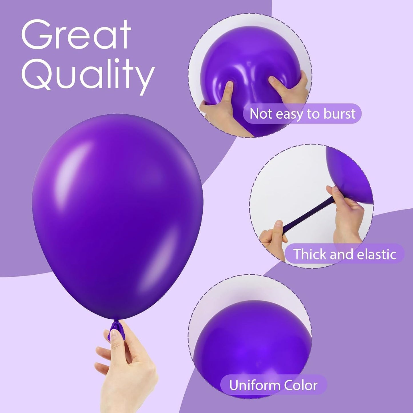 Skiennix Dark Purple Balloons - 120-Piece Set for Graduation, Birthday & Wedding Decor | 5-18 Inch Sizes