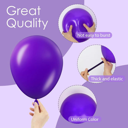 Skiennix Dark Purple Balloons - 120-Piece Set for Graduation, Birthday & Wedding Decor | 5-18 Inch Sizes