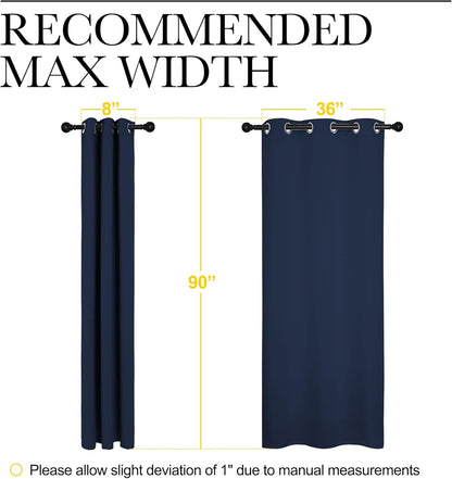 NICETOWN Long Window Drapes - Grommet Top Curtains for Living Room & Guest Room | Navy, 42" x 90", 2 Pieces