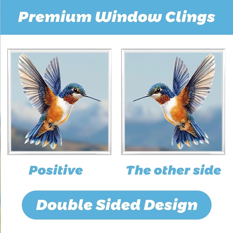 Colorful Bird Window Clings 26 Pcs on 9 Sheets – Reusable Static, No Glue