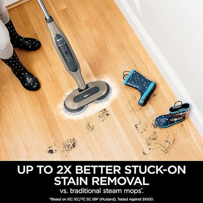 Shark S7001 Mop - Scrub & Sanitize Hard Floors | 4 Washable Dirt Grip Pads, 3 Steam Modes, LED Headlights, Cinnamon