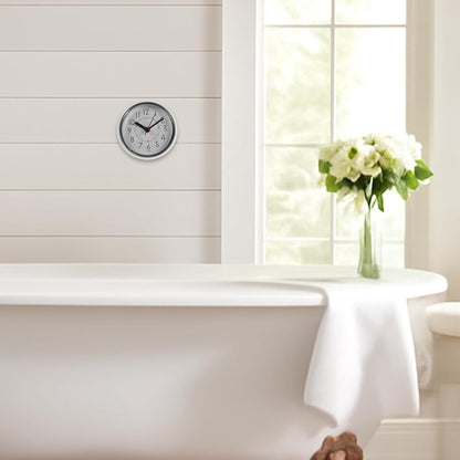 Shower Clock with Suction Cup – Waterproof Wall Clock for Bathroom, White Plastic