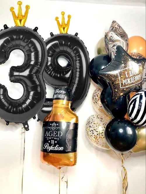 Black 9 Balloon - 40 Inch Giant Number Balloon for 9th, 19th, 29th & 90th Birthday Celebrations