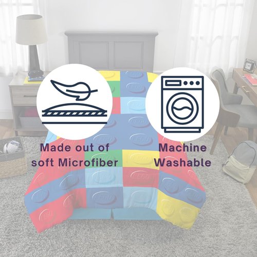 Franco Lego Bricks Kids Bedding Soft Microfiber Comforter, Twin, (Officially Licensed Product)