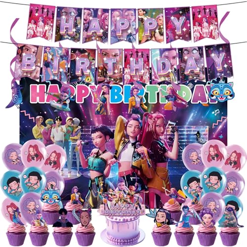 Demon Movie-themed Birthday Decorations Party Supplies Set with Banner Balloons & Cake Toppers