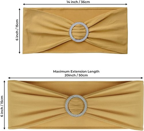 Babenest Spandex Chair Sashes - 50PCS Premium Stretch Covers with Buckle Slider for Weddings & Events | Gold