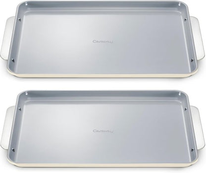Caraway Non-Stick Ceramic Baking Sheet Duo - Non-Toxic, PTFE & PFOA Free - Ideal for Baking & Roasting - Large (18" x 13") - Cream