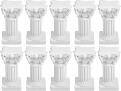 HOMSFOU Greek Columns Candle Holders - 10Pcs Rustic Resin Pillar Statues for Farmhouse Decor | White