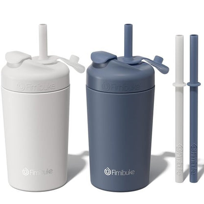 Fimibuke Kids' Insulated Straw Cups - 10 OZ Spill-Proof, Leak-Proof Design | 2 Pack with Silicone Straw