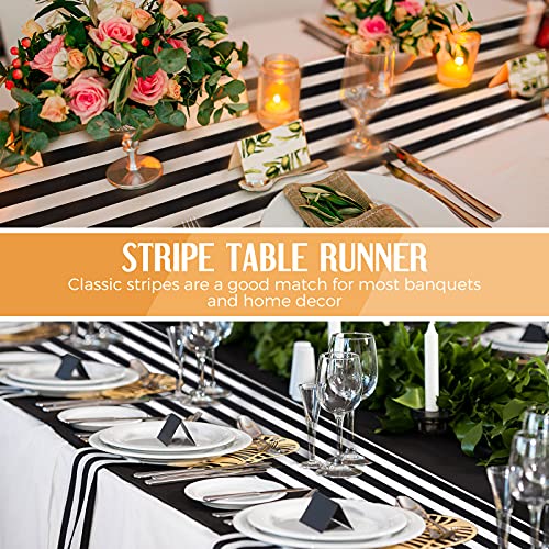 Breling 6 Pack Black and White Striped Table Runner - 12 x 108 Inches, Indoor & Outdoor Decor