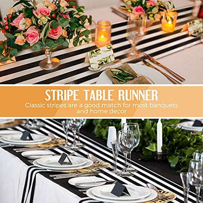 Breling 6 Pack Black and White Striped Table Runner - 12 x 108 Inches, Indoor & Outdoor Decor