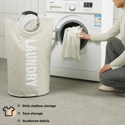 2 Pack 90L Laundry Basket, Waterproof Hamper With Foam Protected Aluminum Handles for Dirty Clothes, Dorm, Family (Black, 2 Pack-90L)