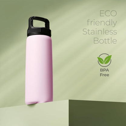 SIPX™ Insulated Water Bottle - 25 oz Leakproof Stainless Steel, Triple Insulated - Cold 24H/Hot 12H - Light Pink