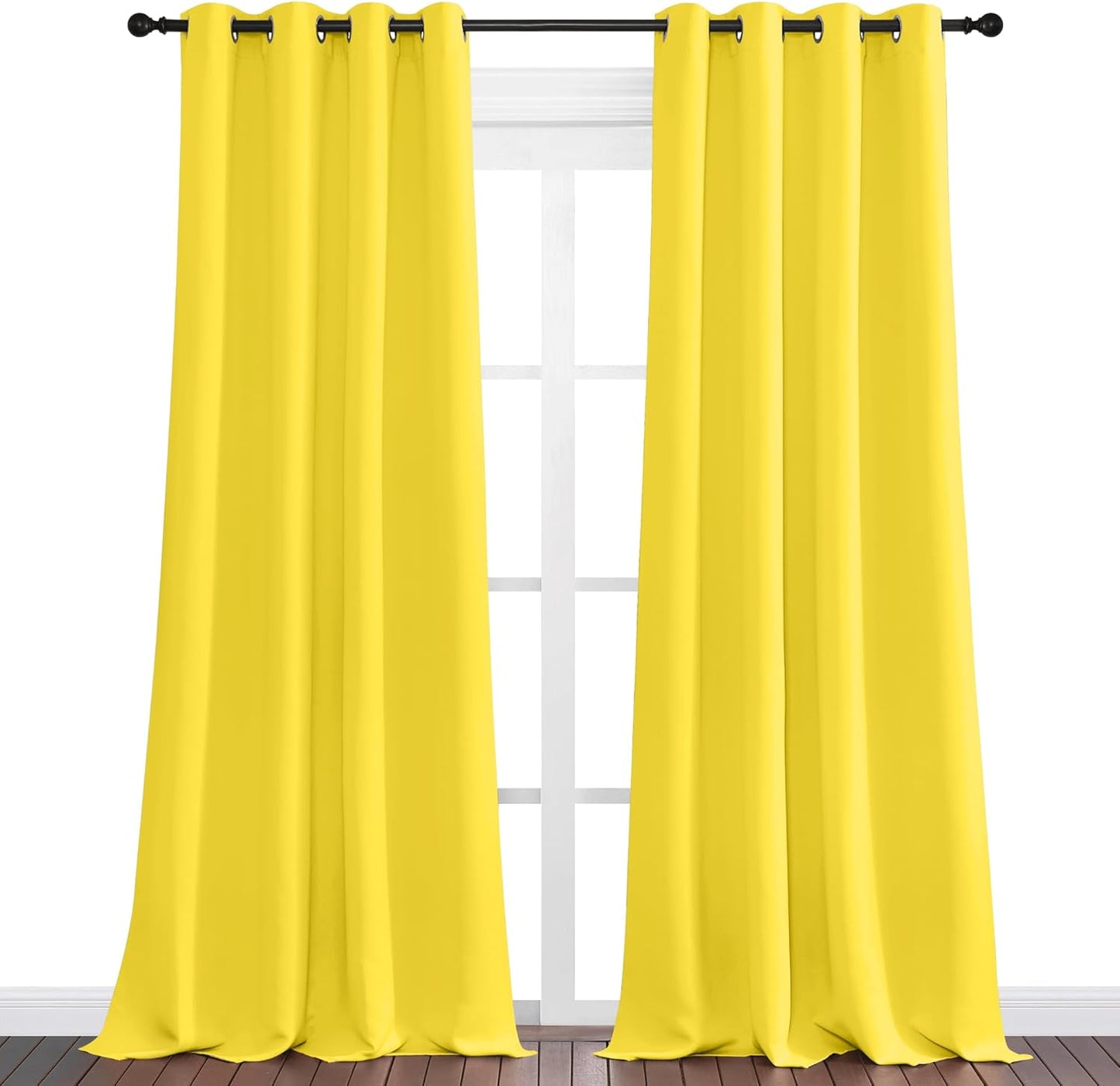 NICETOWN Bright Yellow Curtains - 108" Long, 55" Wide | Sound Reducing & Heat Blocking Panels for Modern Decor